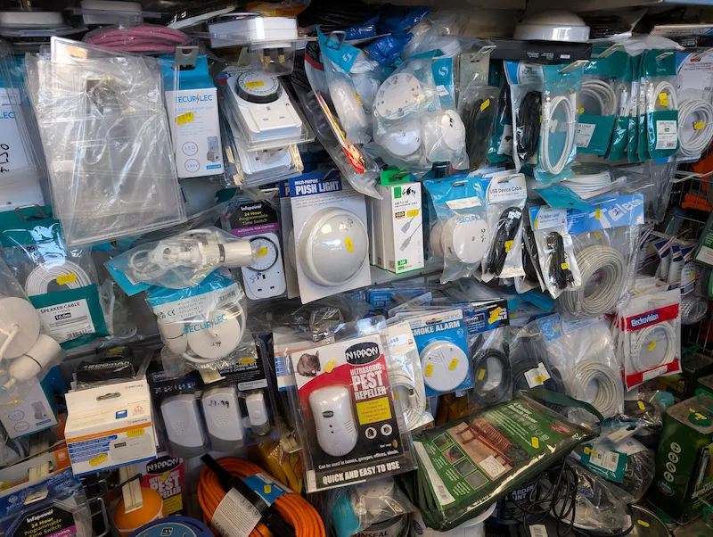 Phone and device chargers on display