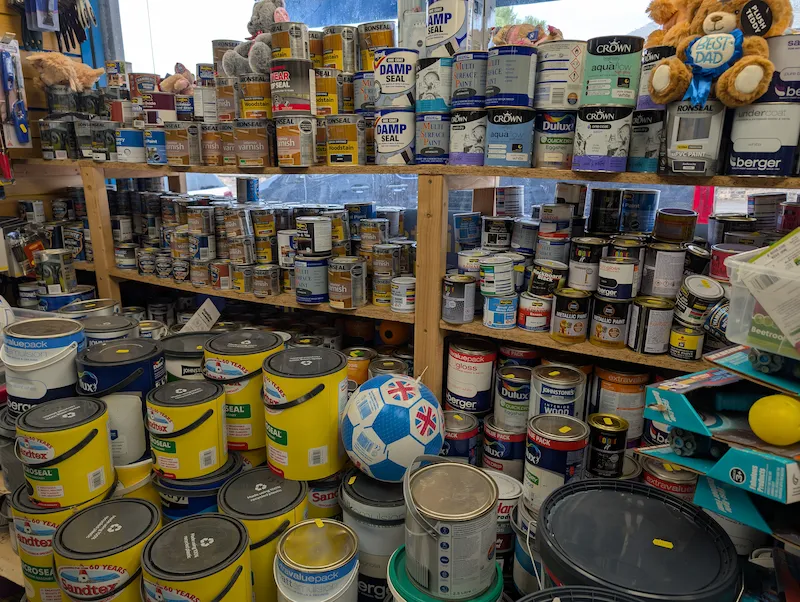 Wallpaper paste, rollers and decorating tools